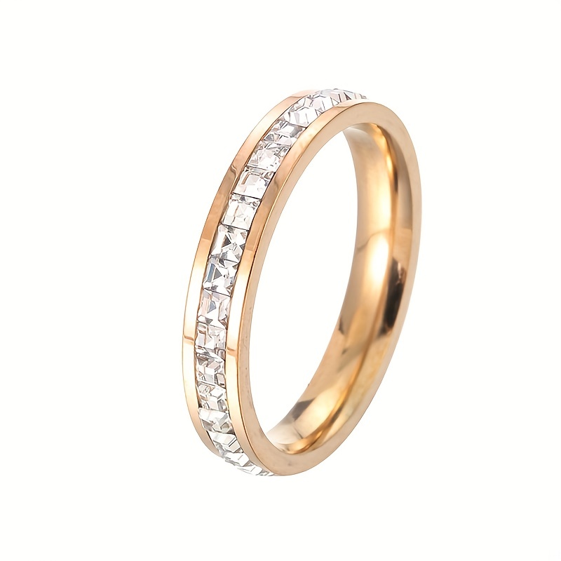 Minimalist Square Zirconia Titanium Personalized Ring